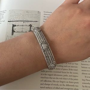 Judith Ripka Heart CZ Diamonique Sterling 6.5" Hinged Cuff Bracelet 46 gram